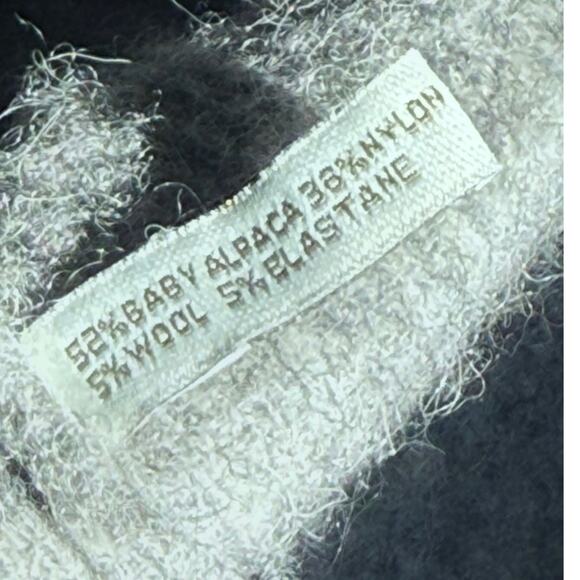 ALICIA ADAMS ALPACA gray fuzzy baby wool turtleneck pullover luxe sweater top - Picture 8 of 8